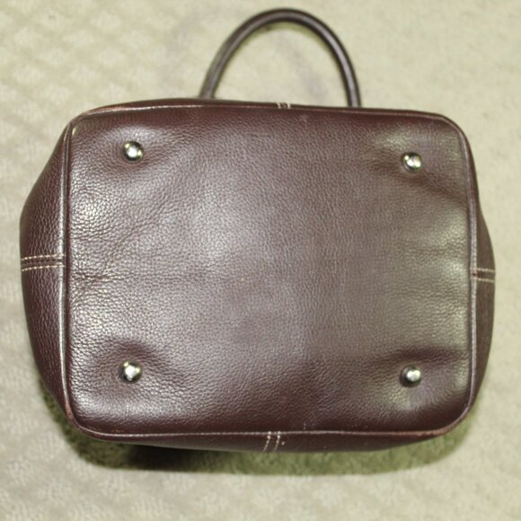 Tignanello Chocolate Brown Leather Purse Shoulder Bag Buckles Double Handles - Picture 7 of 7